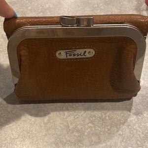 Fossil Brown Leather Wallet with Silver Accents